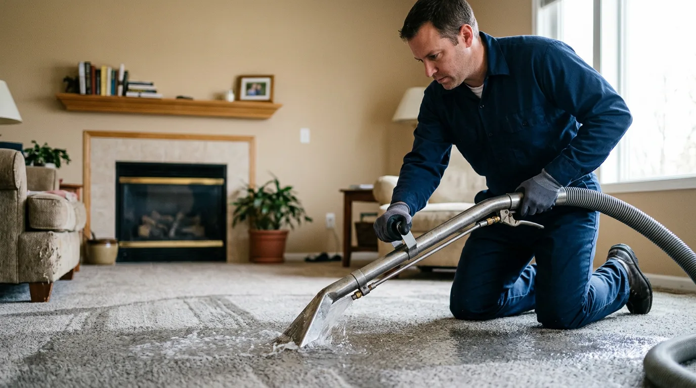 Water damage restoration technician working near Bradgate, IA